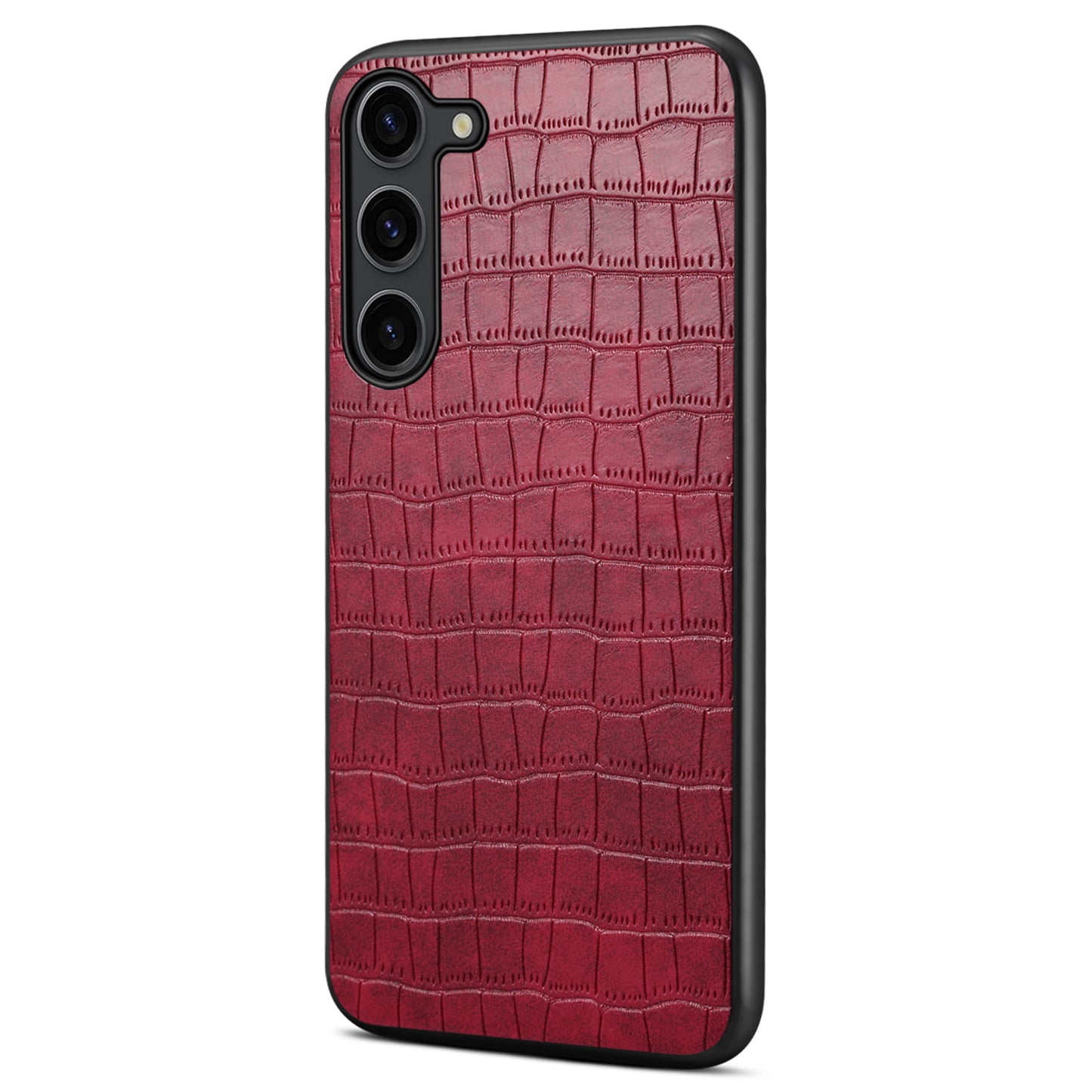 For Samsung Galaxy S24+ Case Crocodile Textured PU+PC+TPU Fall Proof Phone Cover - Rose