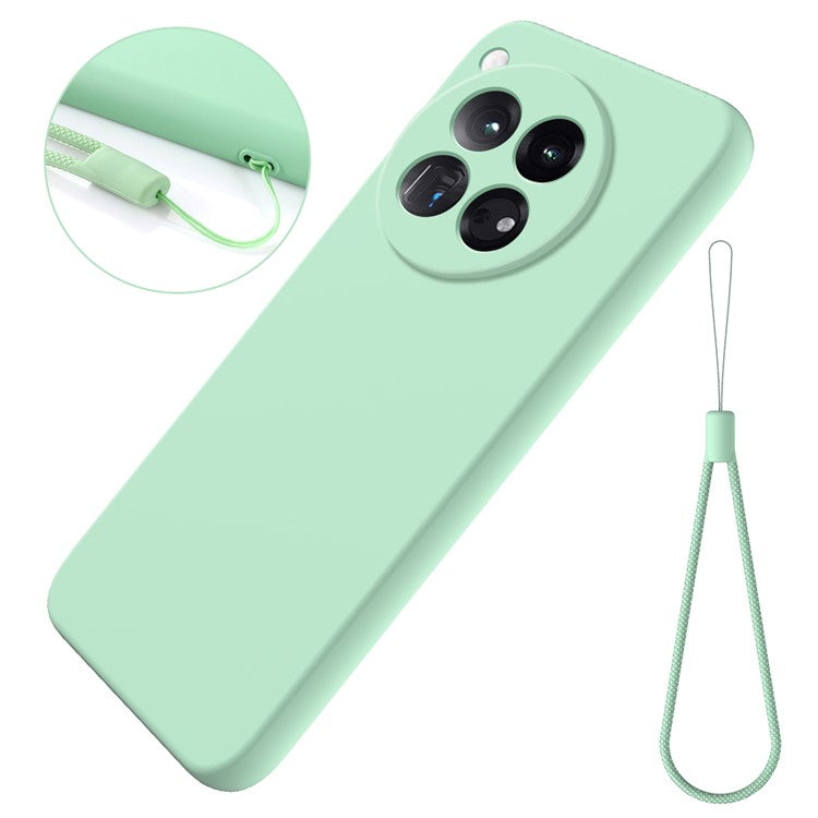 For OnePlus 12 5G Liquid Silicone Phone Case with Soft Anti-Scratch Lining - Green