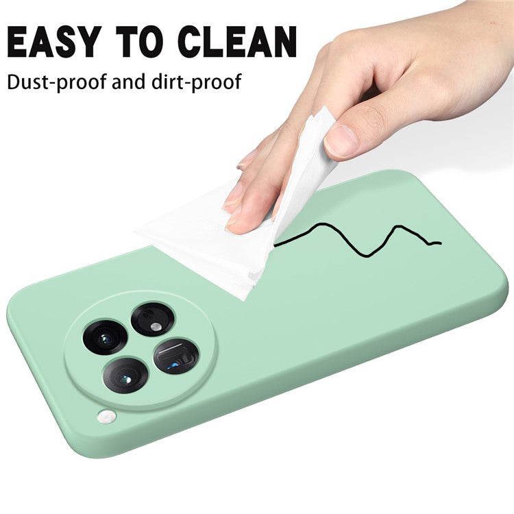 For OnePlus 12 5G Liquid Silicone Phone Case with Soft Anti-Scratch Lining - Green