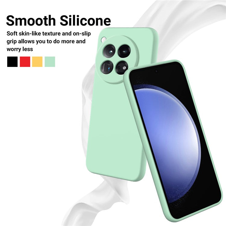 For OnePlus 12 5G Liquid Silicone Phone Case with Soft Anti-Scratch Lining - Green
