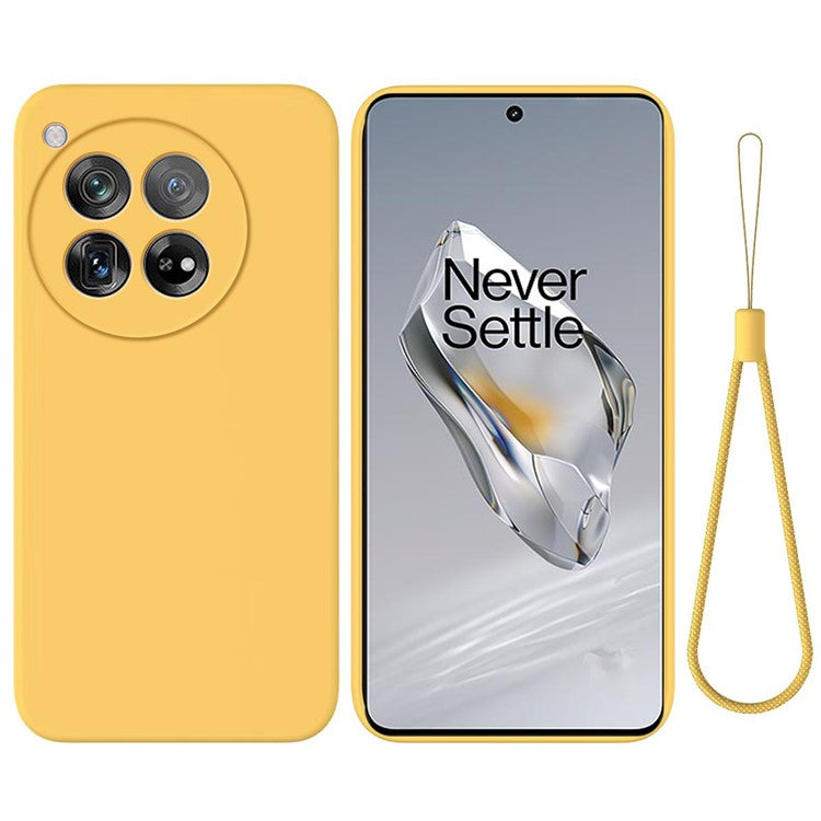 For OnePlus 12 5G Liquid Silicone Phone Case with Soft Anti-Scratch Lining - Yellow