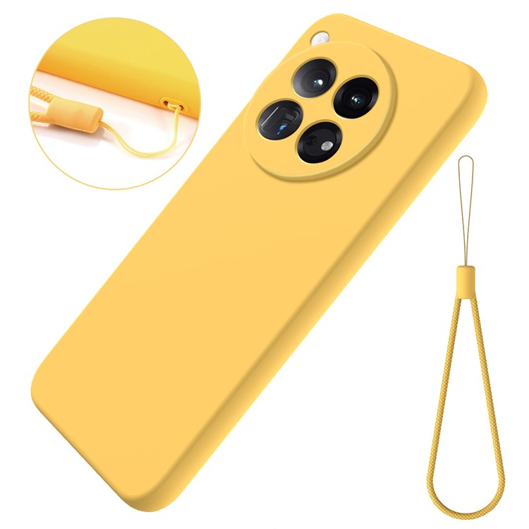 For OnePlus 12 5G Liquid Silicone Phone Case with Soft Anti-Scratch Lining - Yellow