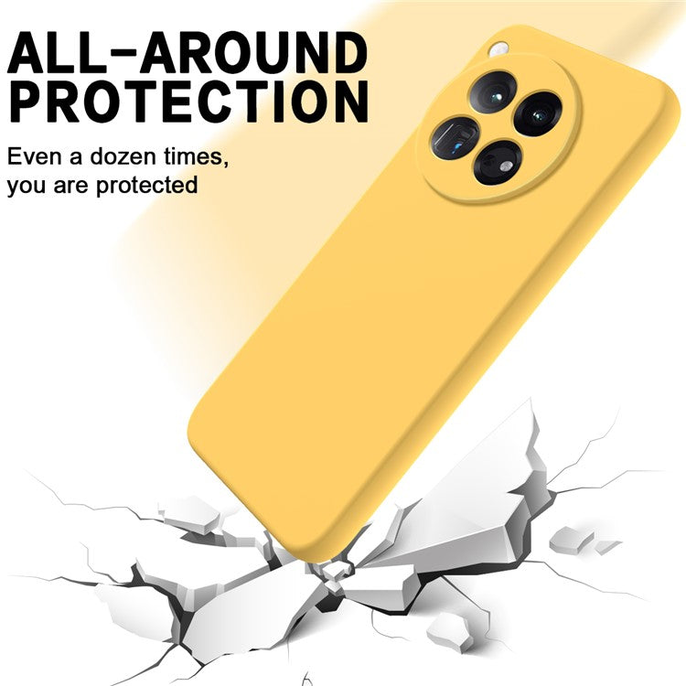 For OnePlus 12 5G Liquid Silicone Phone Case with Soft Anti-Scratch Lining - Yellow