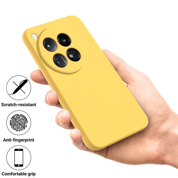For OnePlus 12 5G Liquid Silicone Phone Case with Soft Anti-Scratch Lining - Yellow