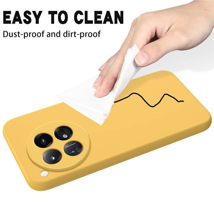 For OnePlus 12 5G Liquid Silicone Phone Case with Soft Anti-Scratch Lining - Yellow
