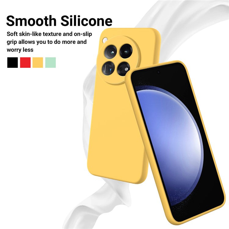 For OnePlus 12 5G Liquid Silicone Phone Case with Soft Anti-Scratch Lining - Yellow