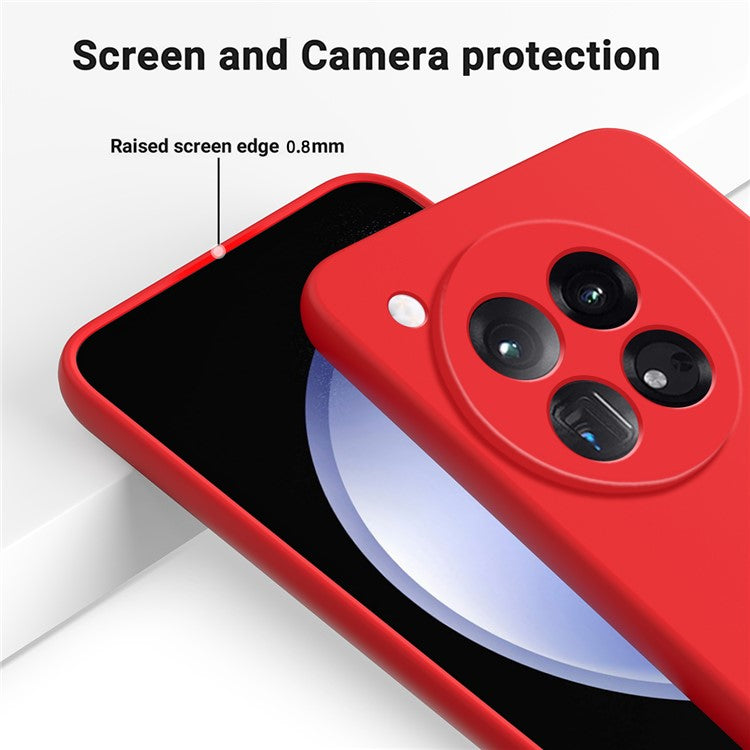 For OnePlus 12 5G Liquid Silicone Phone Case with Soft Anti-Scratch Lining - Red