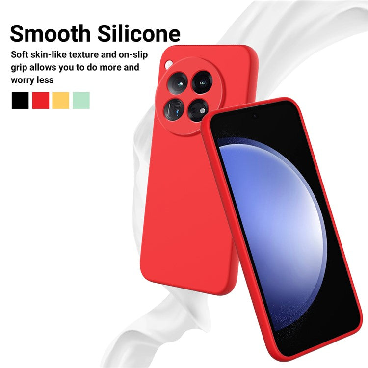 For OnePlus 12 5G Liquid Silicone Phone Case with Soft Anti-Scratch Lining - Red