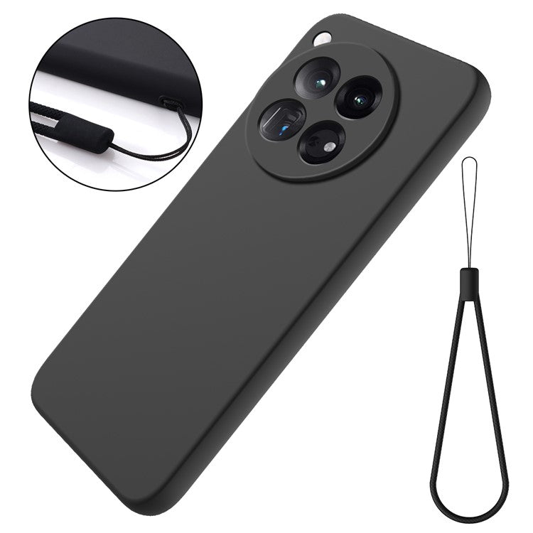 For OnePlus 12 5G Liquid Silicone Phone Case with Soft Anti-Scratch Lining - Black