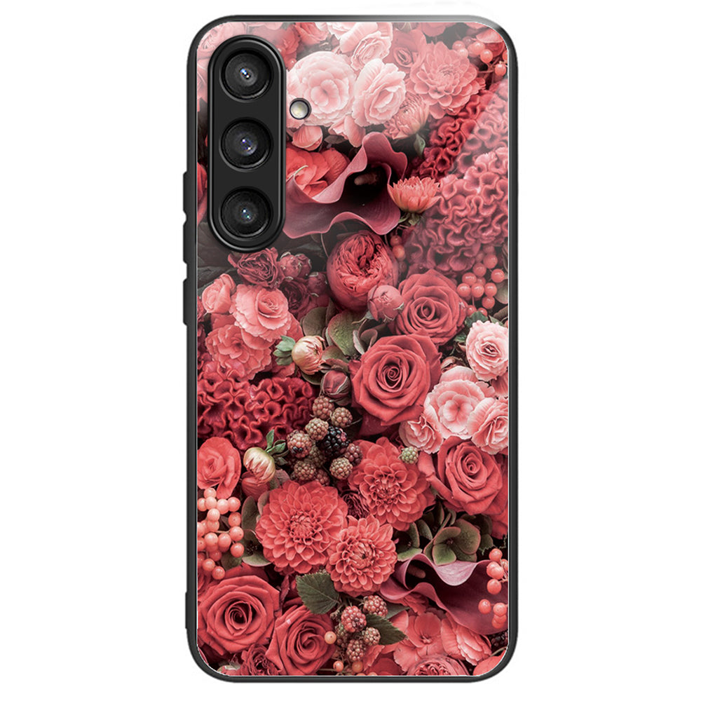 For Samsung Galaxy S24 Tempered Glass+TPU Case Pattern Printing Phone Cover - Artless Million Flowers