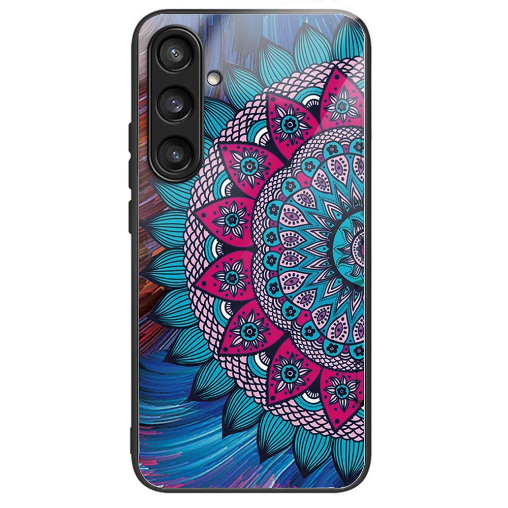 For Samsung Galaxy S24 Tempered Glass+TPU Case Pattern Printing Phone Cover - Mandala Flower