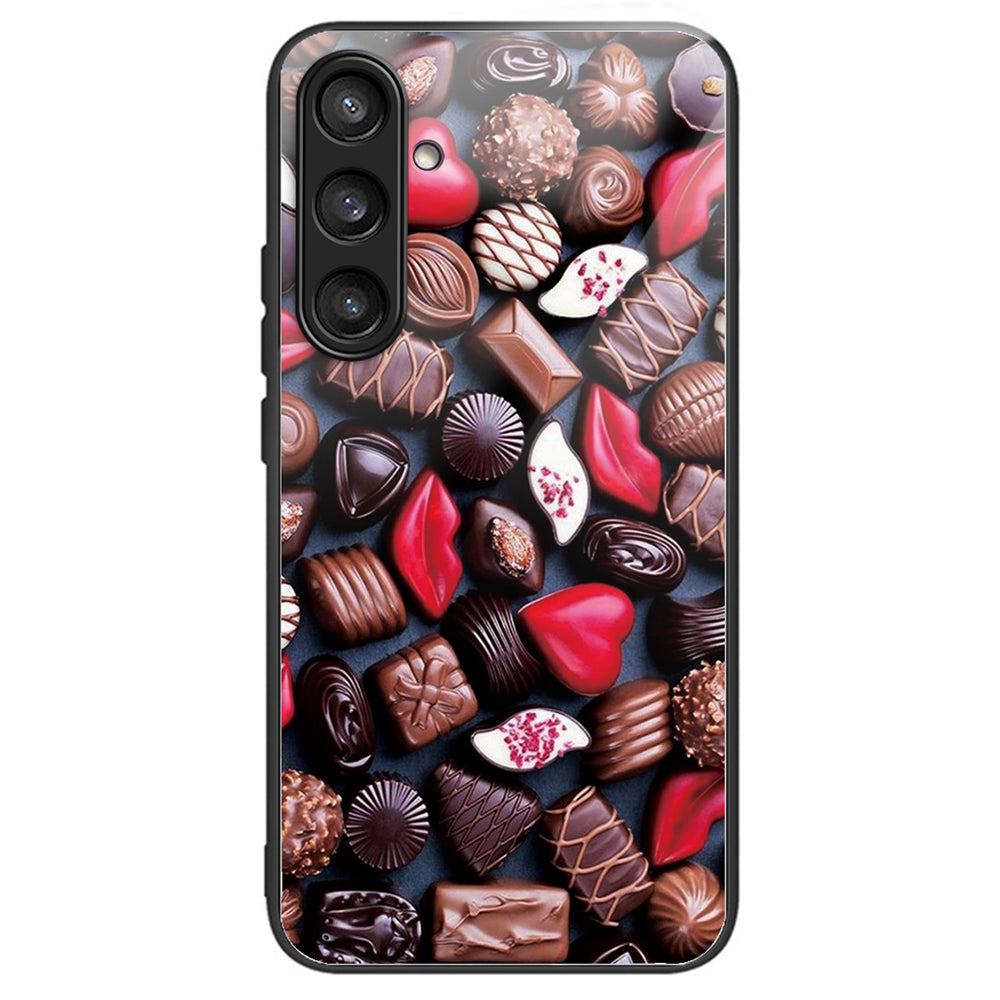 For Samsung Galaxy S24 Tempered Glass+TPU Case Pattern Printing Phone Cover - Chocolate