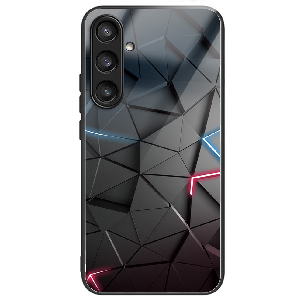 For Samsung Galaxy S24 Tempered Glass+TPU Case Pattern Printing Phone Cover - Black Triangle