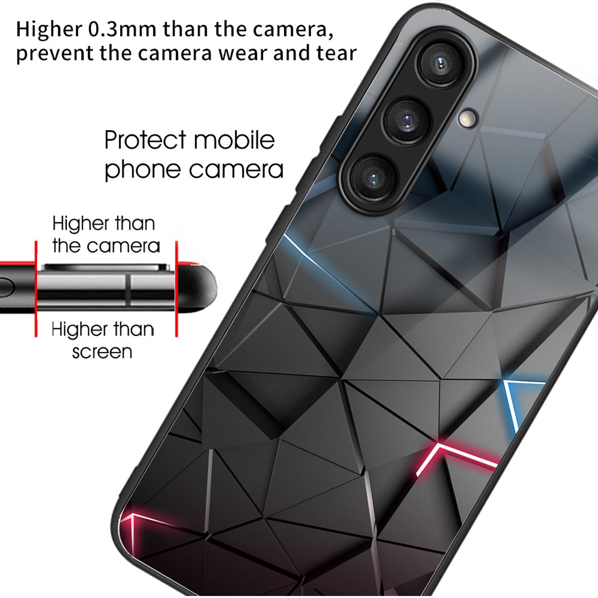 For Samsung Galaxy S24 Tempered Glass+TPU Case Pattern Printing Phone Cover - Black Triangle