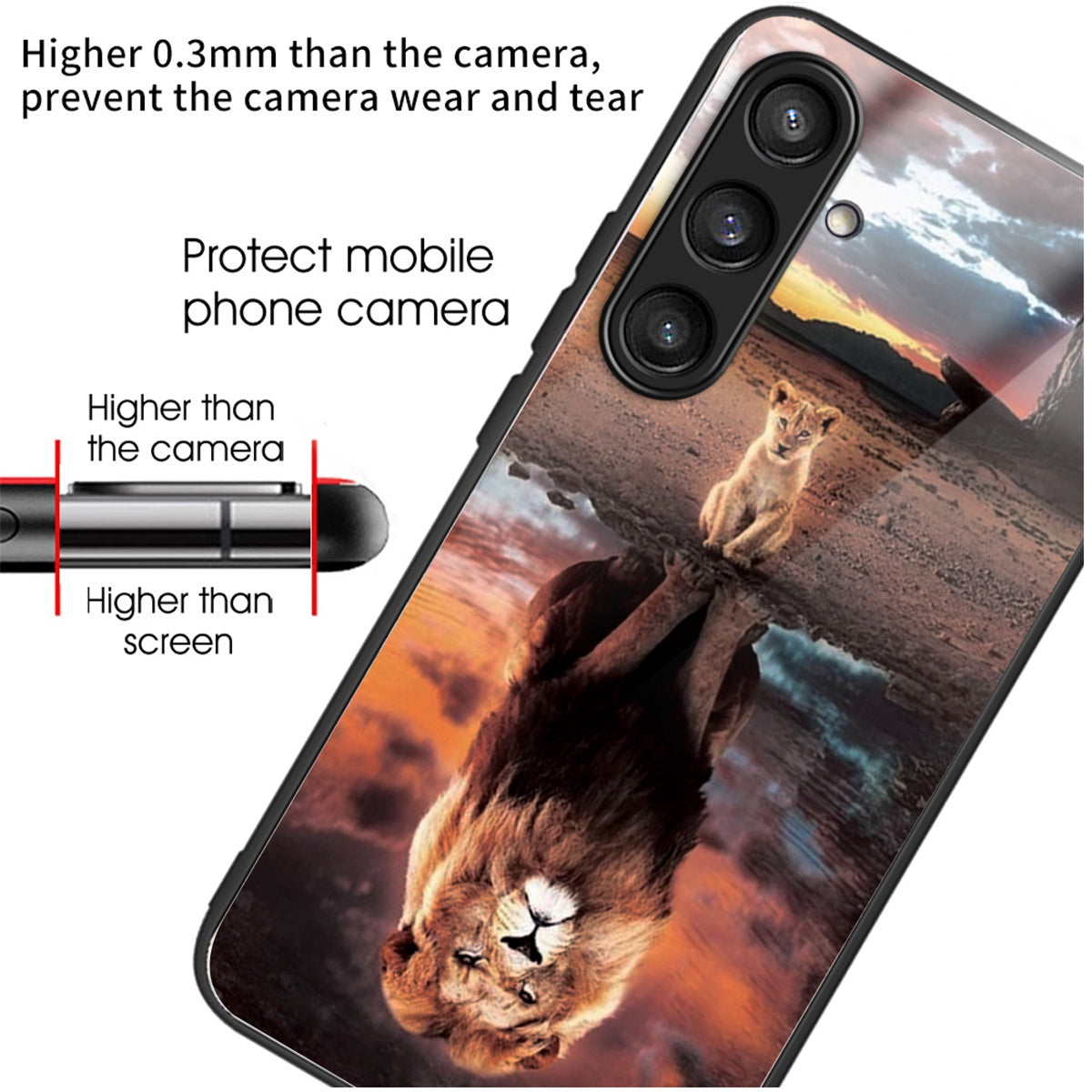 For Samsung Galaxy S24 Tempered Glass+TPU Case Pattern Printing Phone Cover - Lion