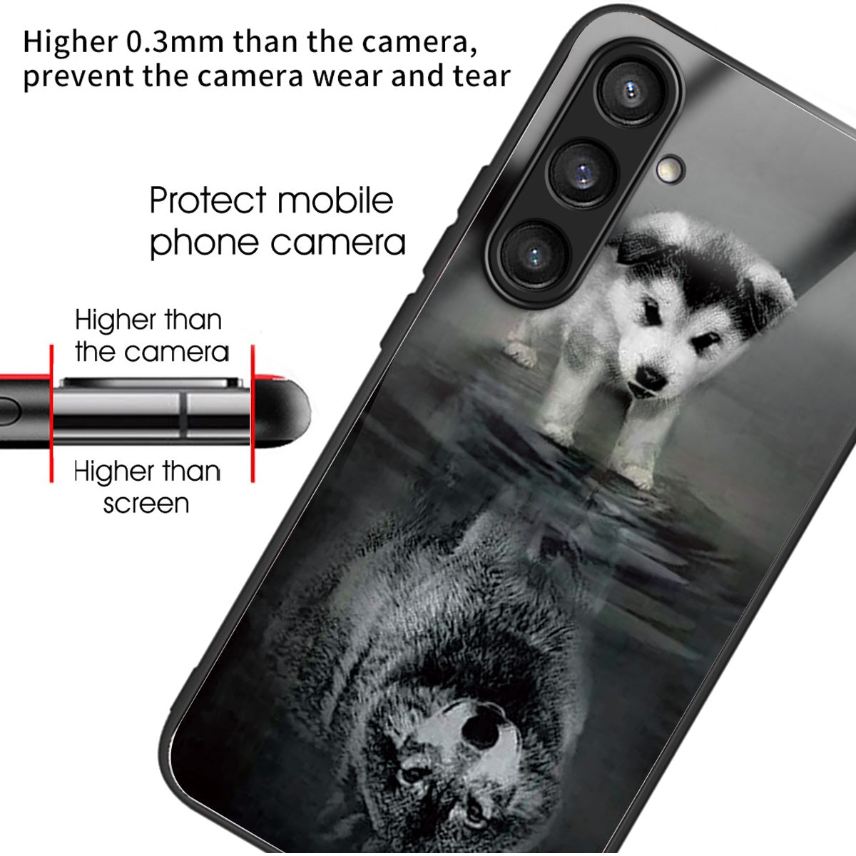 For Samsung Galaxy S24+ Phone Case Tempered Glass+TPU Anti-drop Cover - Dog and Wolf