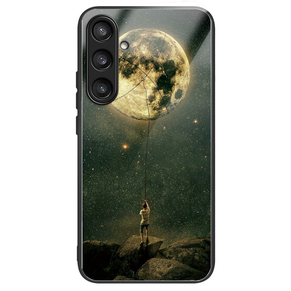 For Samsung Galaxy S24+ Phone Case Tempered Glass+TPU Anti-drop Cover - Man and Moon