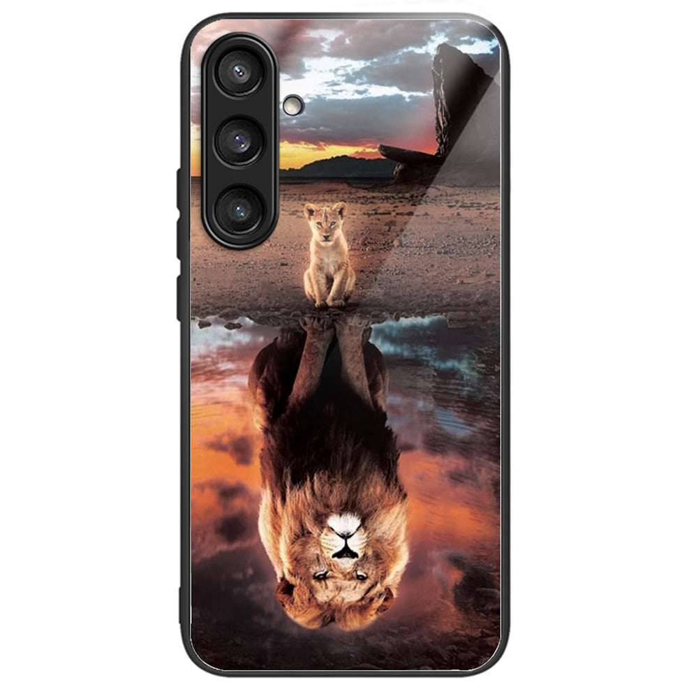 For Samsung Galaxy S24+ Phone Case Tempered Glass+TPU Anti-drop Cover - Lion