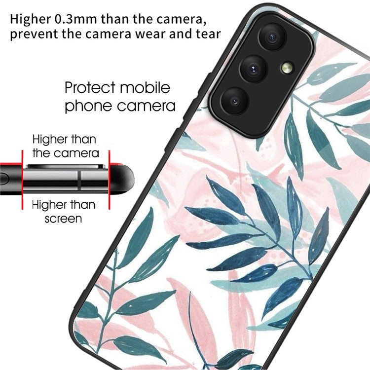 For Samsung Galaxy A35 5G Tempered Glass Case Phone Cover Drop Protection - Leaves