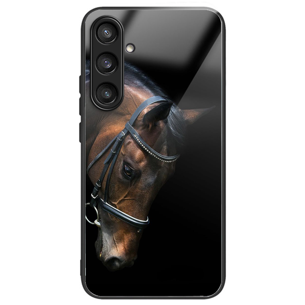 For Samsung Galaxy S24+ Case Slim-Fit Pattern Printing TPU+Tempered Glass Protective Shell - Horse Head