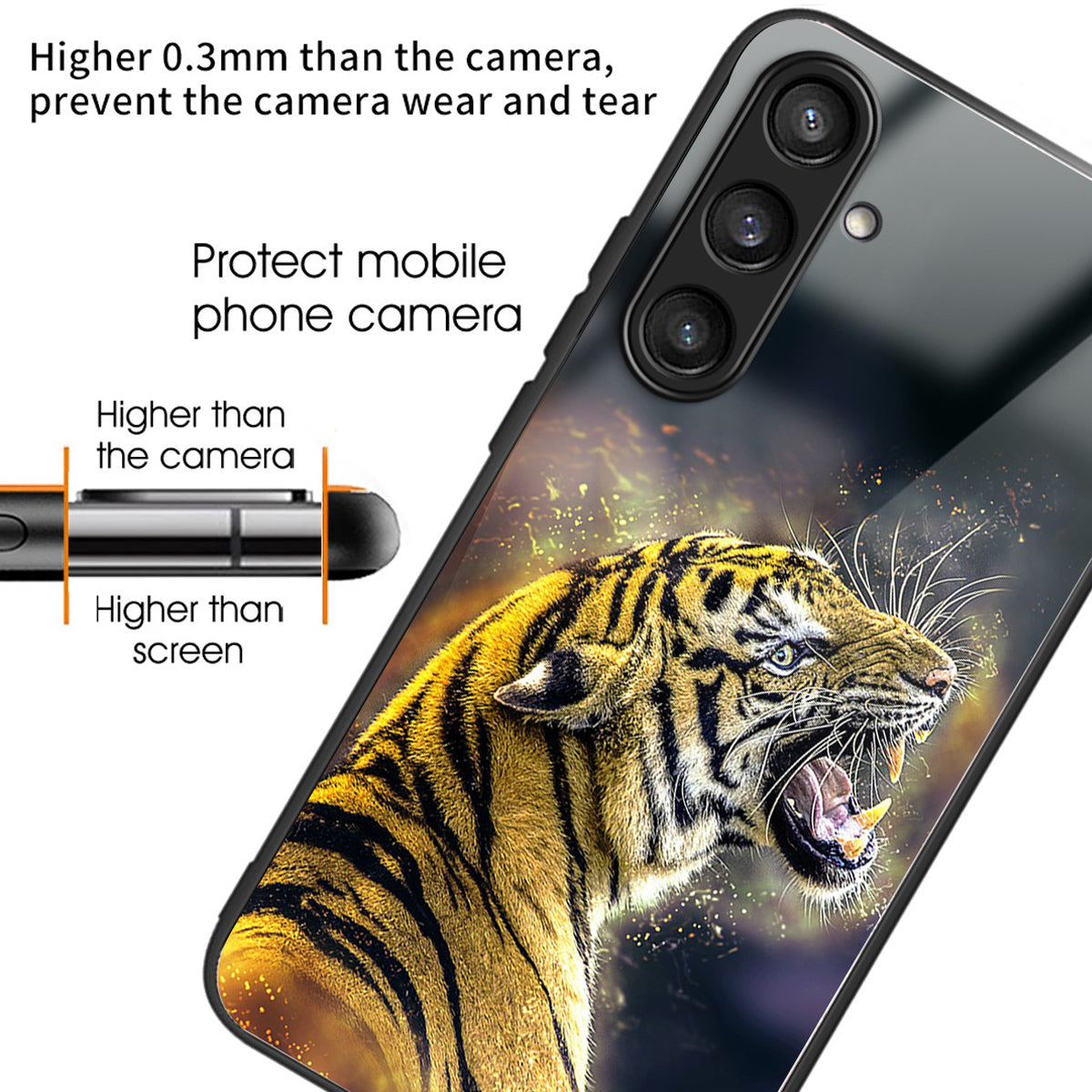 For Samsung Galaxy S24+ Case Slim-Fit Pattern Printing TPU+Tempered Glass Protective Shell - Roaring Tiger