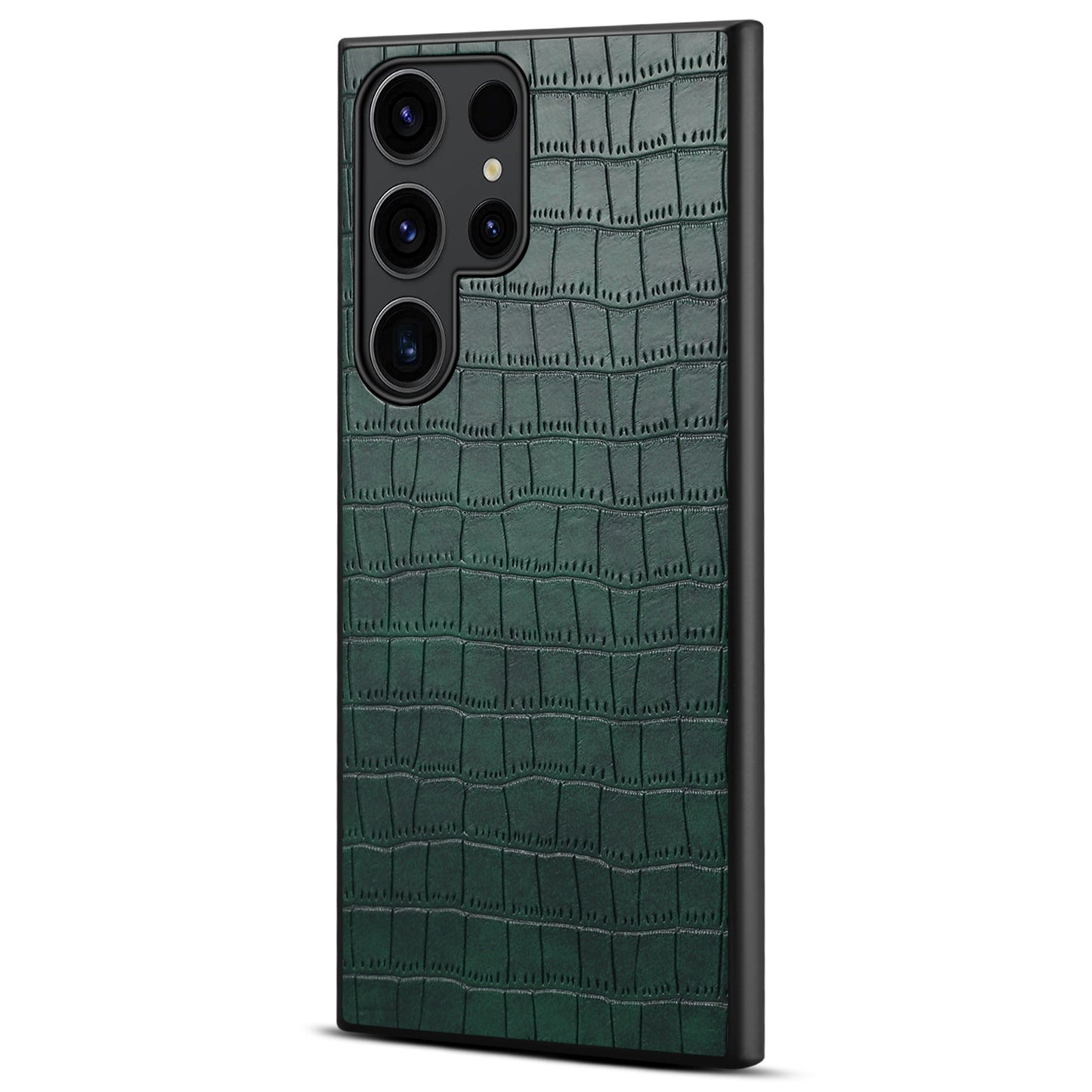 For Samsung Galaxy S24 Ultra Case PU+PC+TPU Crocodile Textured Smart Phone Cover - Green