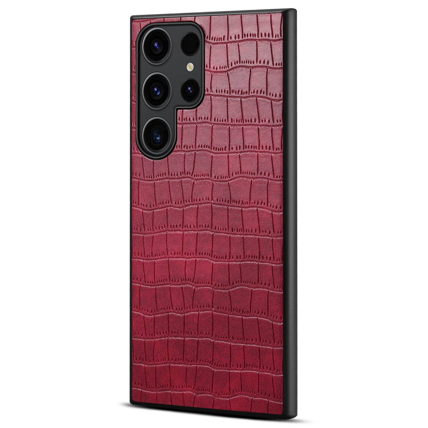 For Samsung Galaxy S24 Ultra Case PU+PC+TPU Crocodile Textured Smart Phone Cover - Rose