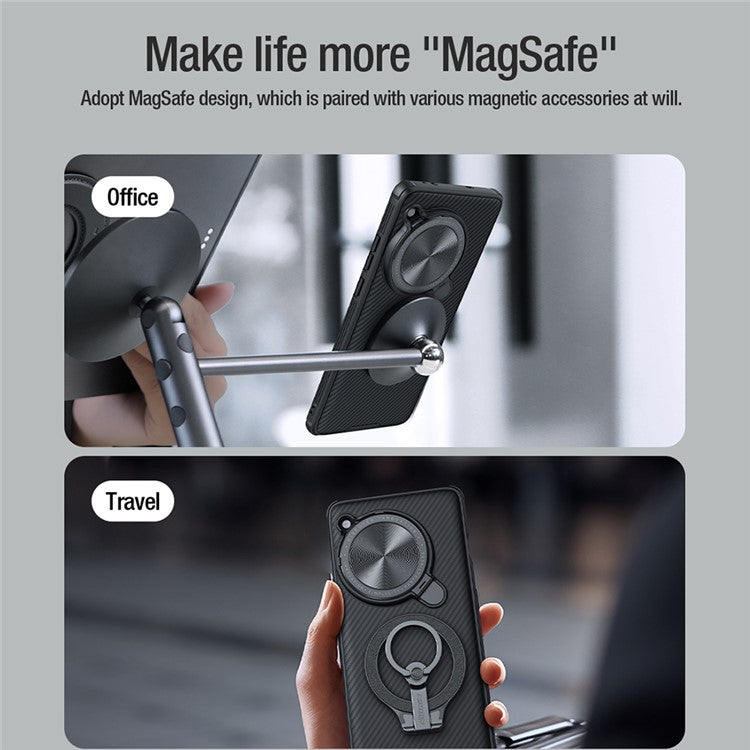 NILLKIN CamShield Prop Magnetic Series for OnePlus 12 5G Kickstand Case with Lens Cover - Black