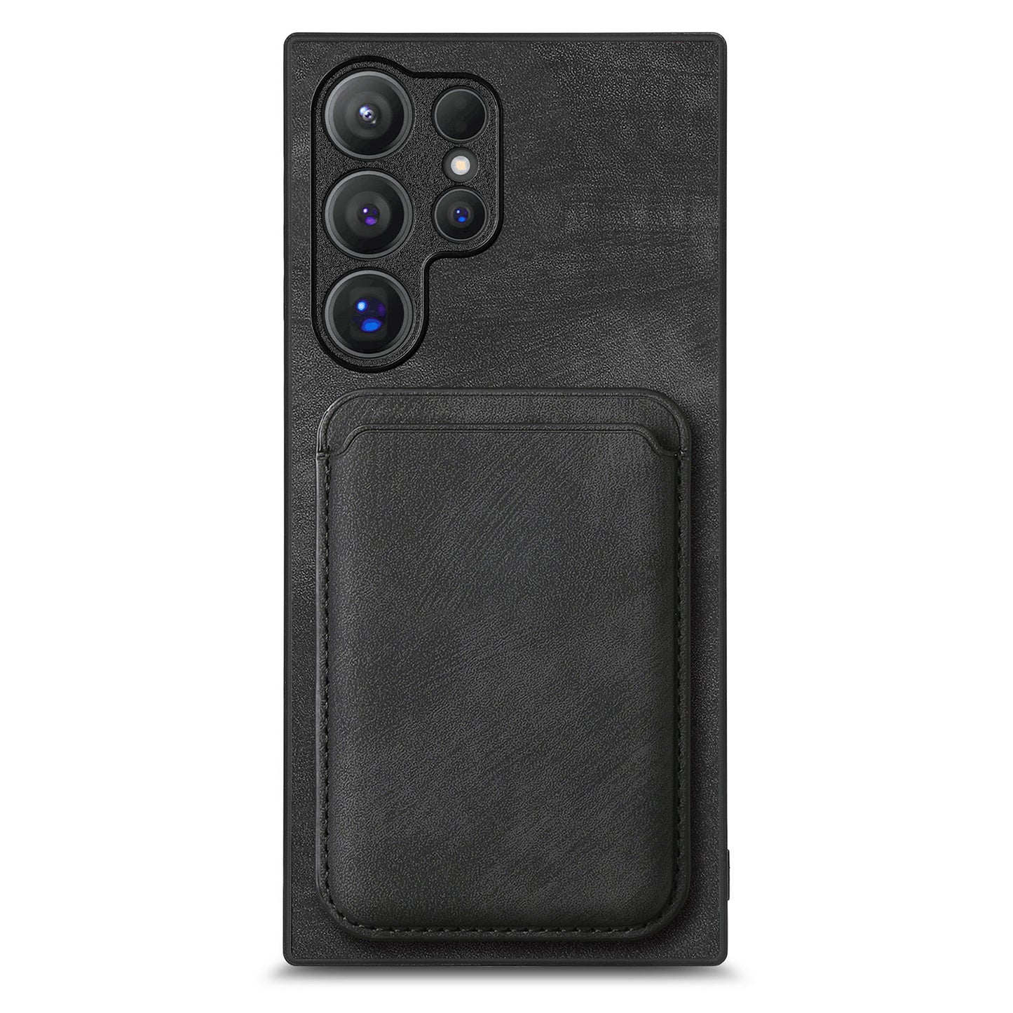 D12 For Samsung Galaxy S24 Ultra Retro Texture Detachable Magnetic Card Case Phone Cover - Black