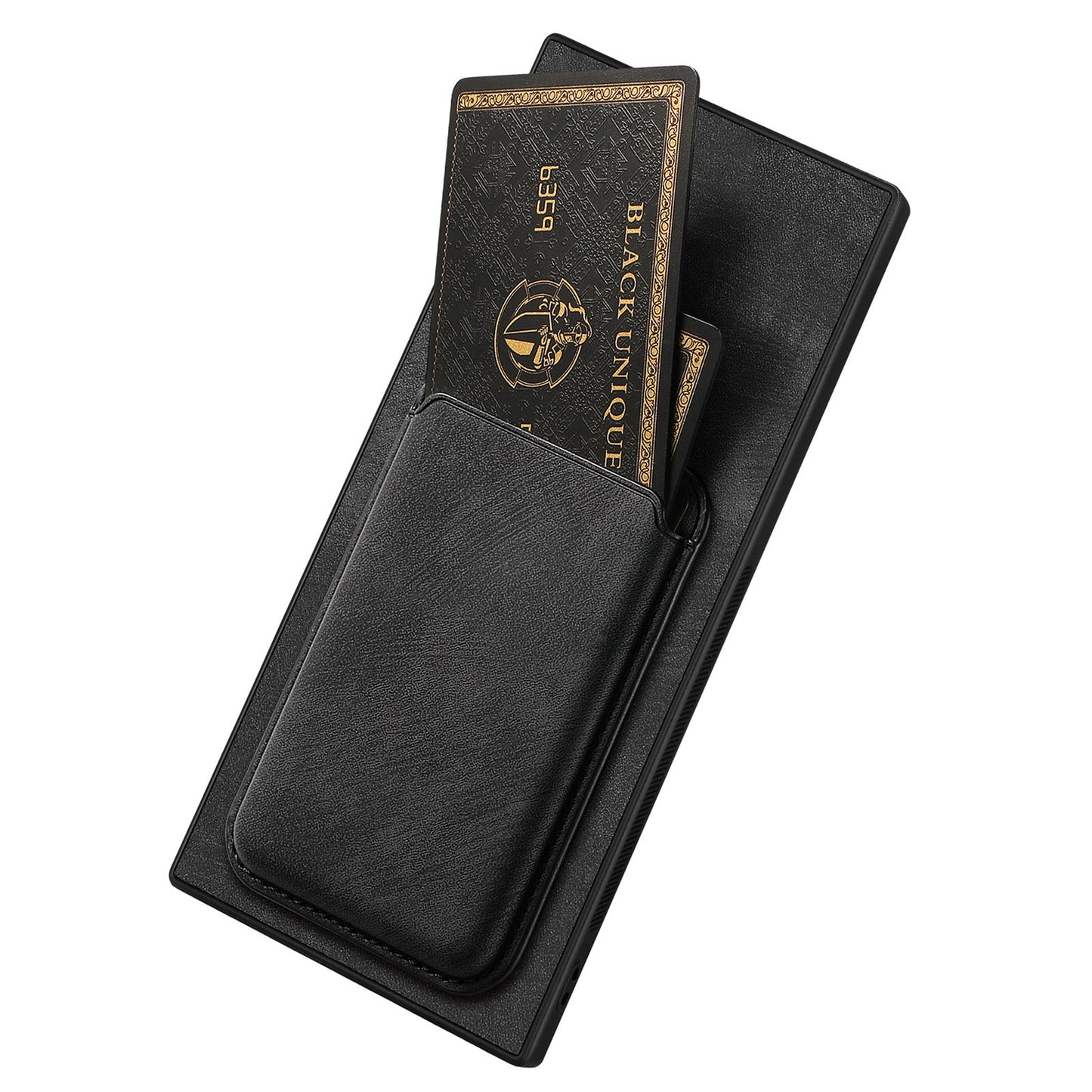 D12 For Samsung Galaxy S24 Ultra Retro Texture Detachable Magnetic Card Case Phone Cover - Black