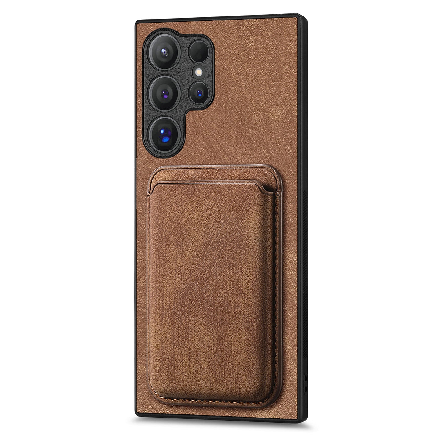 D12 For Samsung Galaxy S24 Ultra Retro Texture Detachable Magnetic Card Case Phone Cover - Brown