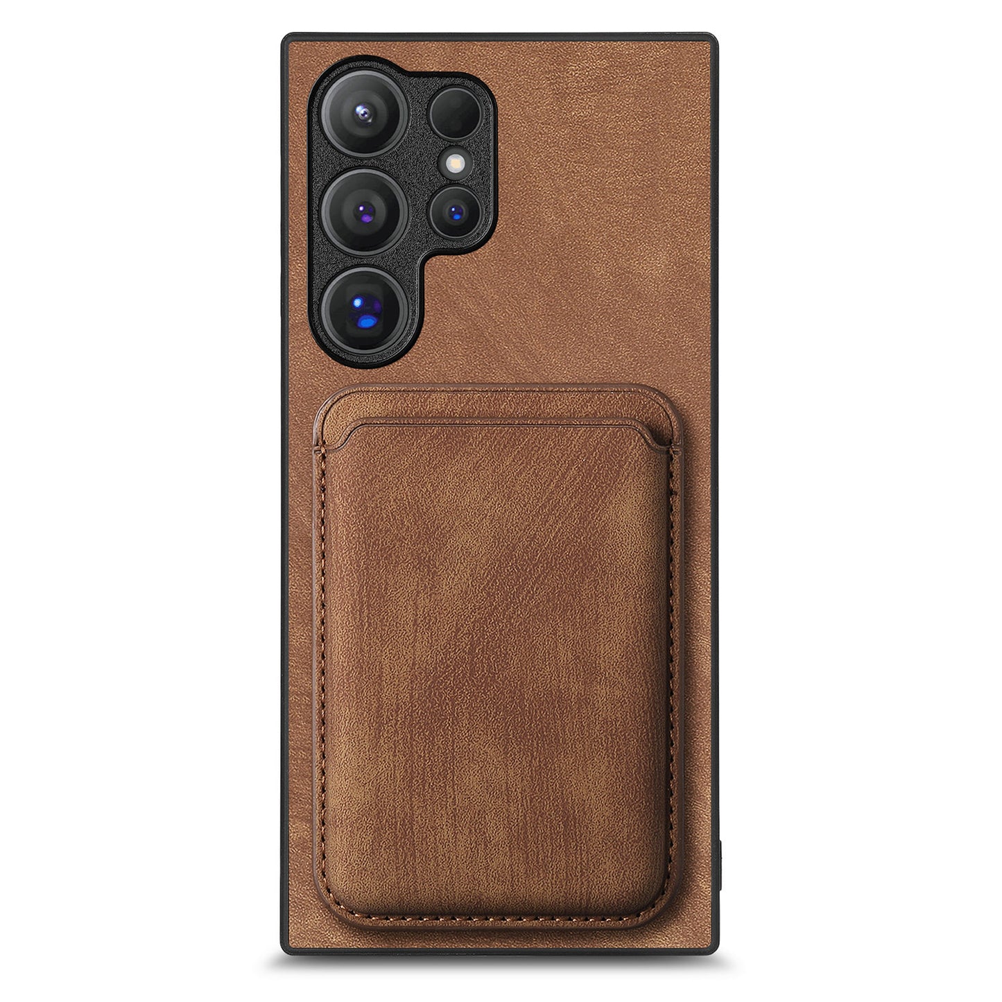 D12 For Samsung Galaxy S24 Ultra Retro Texture Detachable Magnetic Card Case Phone Cover - Brown