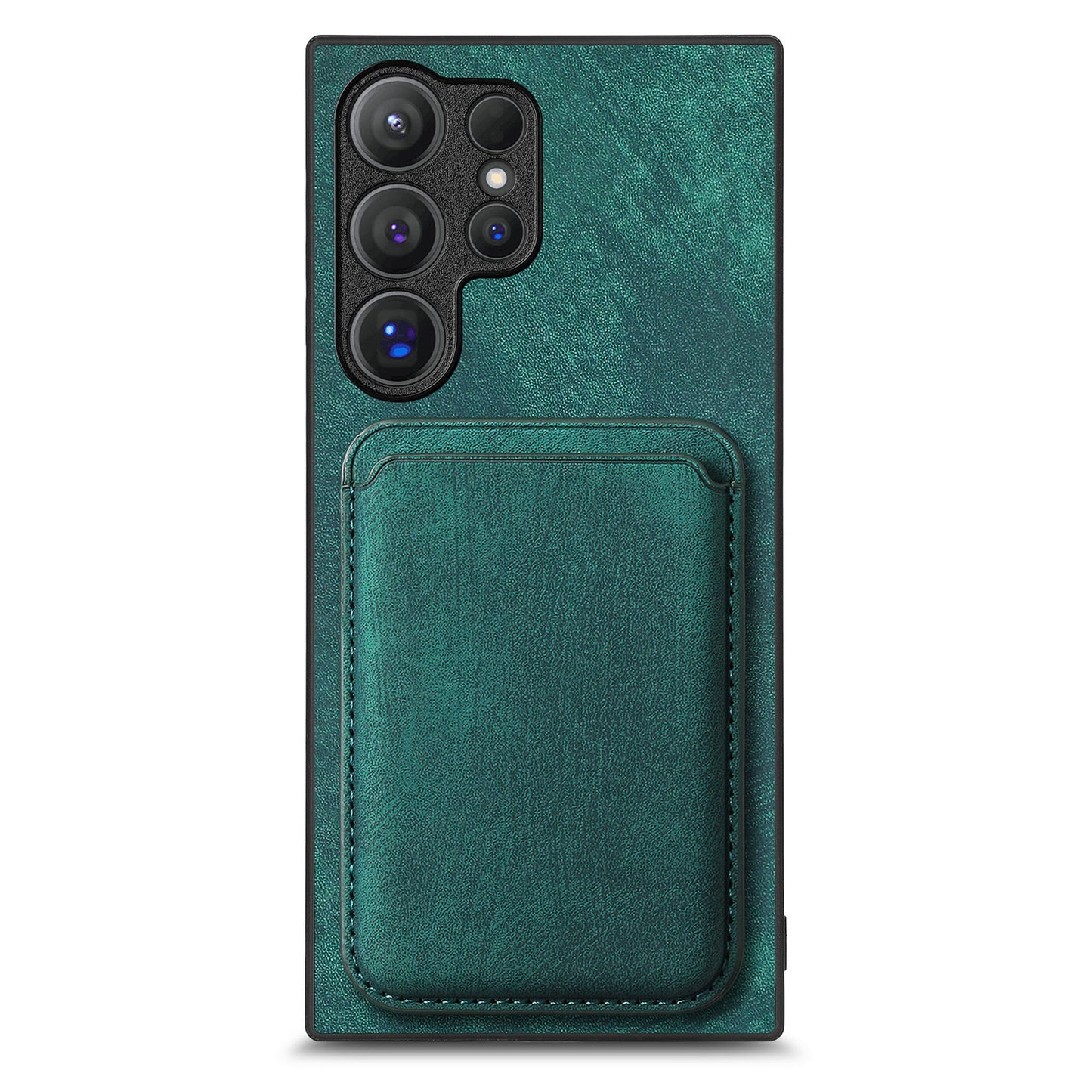D12 For Samsung Galaxy S24 Ultra Retro Texture Detachable Magnetic Card Case Phone Cover - Green