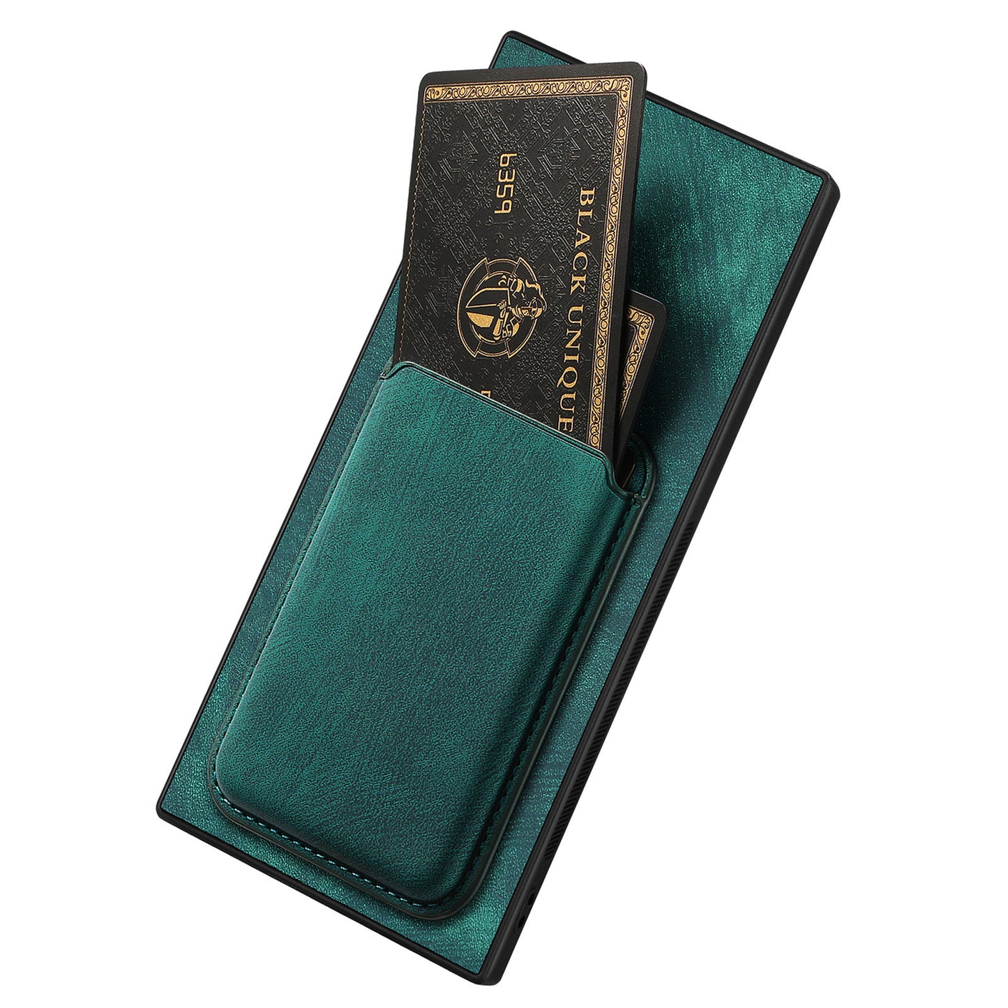 D12 For Samsung Galaxy S24 Ultra Retro Texture Detachable Magnetic Card Case Phone Cover - Green