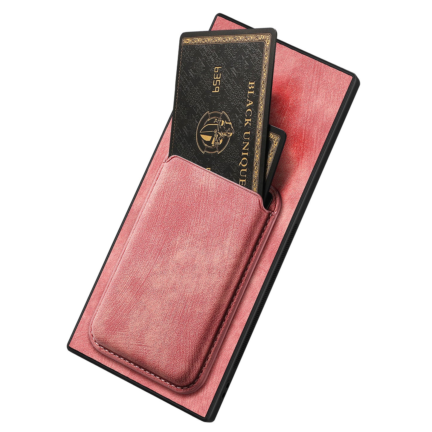 D12 For Samsung Galaxy S24 Ultra Retro Texture Detachable Magnetic Card Case Phone Cover - Pink