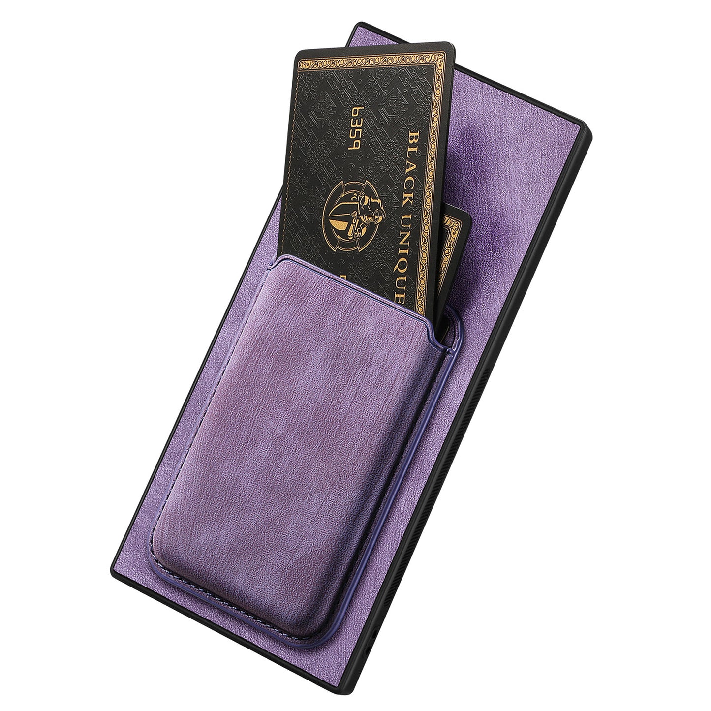 D12 For Samsung Galaxy S24 Ultra Retro Texture Detachable Magnetic Card Case Phone Cover - Purple