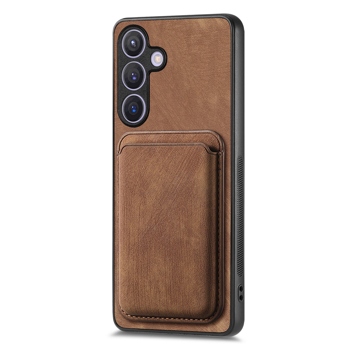 D12 For Samsung Galaxy S24+ Detachable Magnetic Card Case Fall Proof Phone Cover - Brown