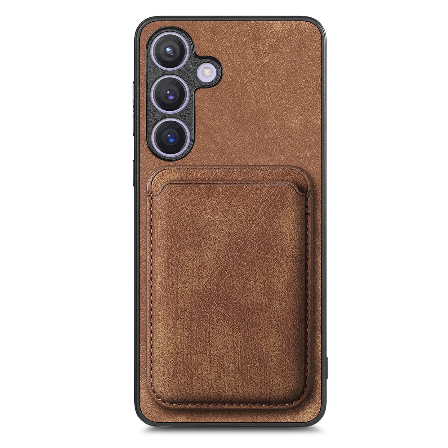 D12 For Samsung Galaxy S24+ Detachable Magnetic Card Case Fall Proof Phone Cover - Brown