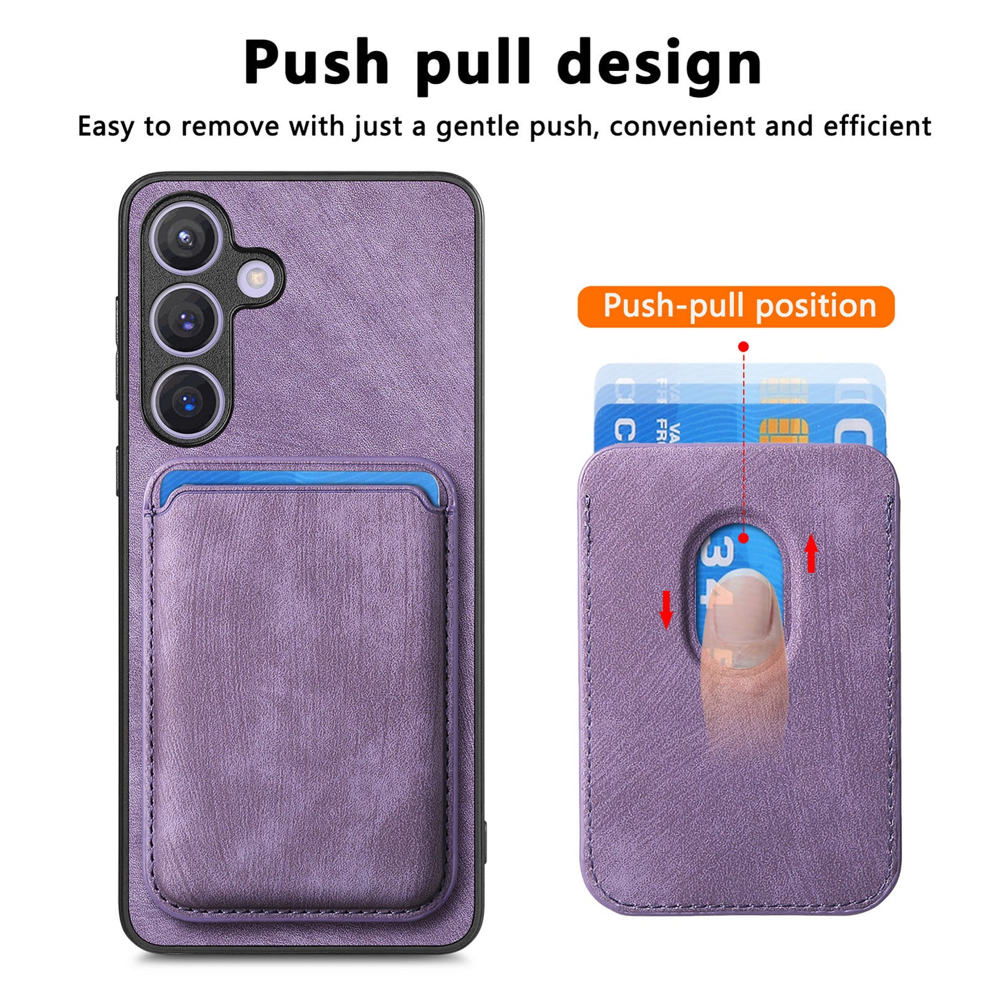 D12 For Samsung Galaxy S24+ Detachable Magnetic Card Case Fall Proof Phone Cover - Purple