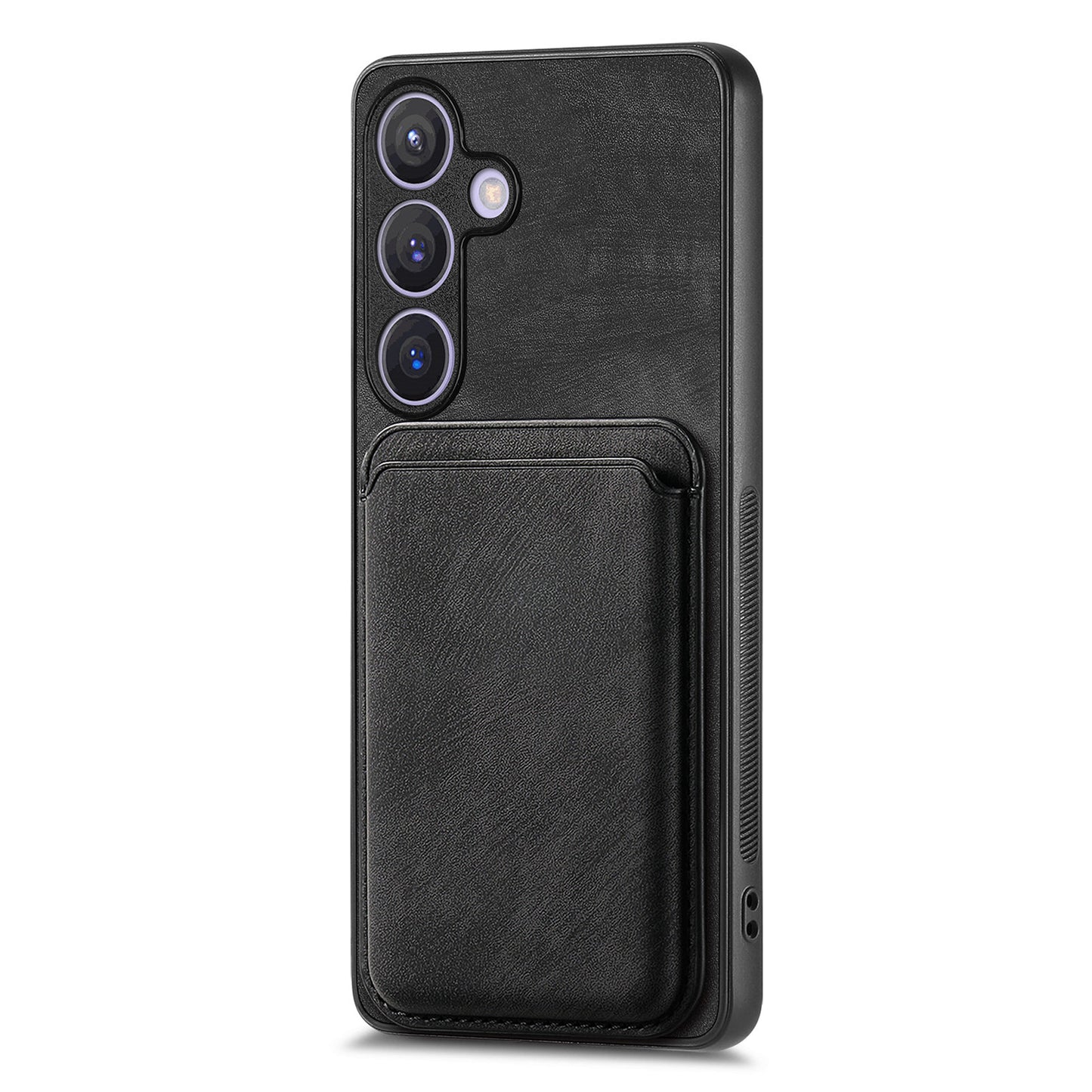 D12 For Samsung Galaxy S24 Bump Proof Phone Cover with Detachable Magnetic Card Case - Black