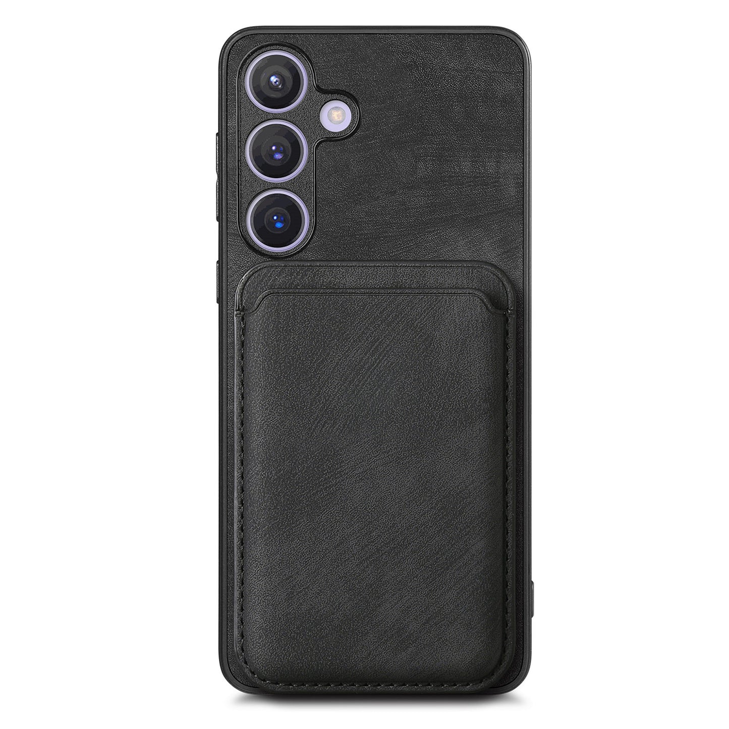 D12 For Samsung Galaxy S24 Bump Proof Phone Cover with Detachable Magnetic Card Case - Black