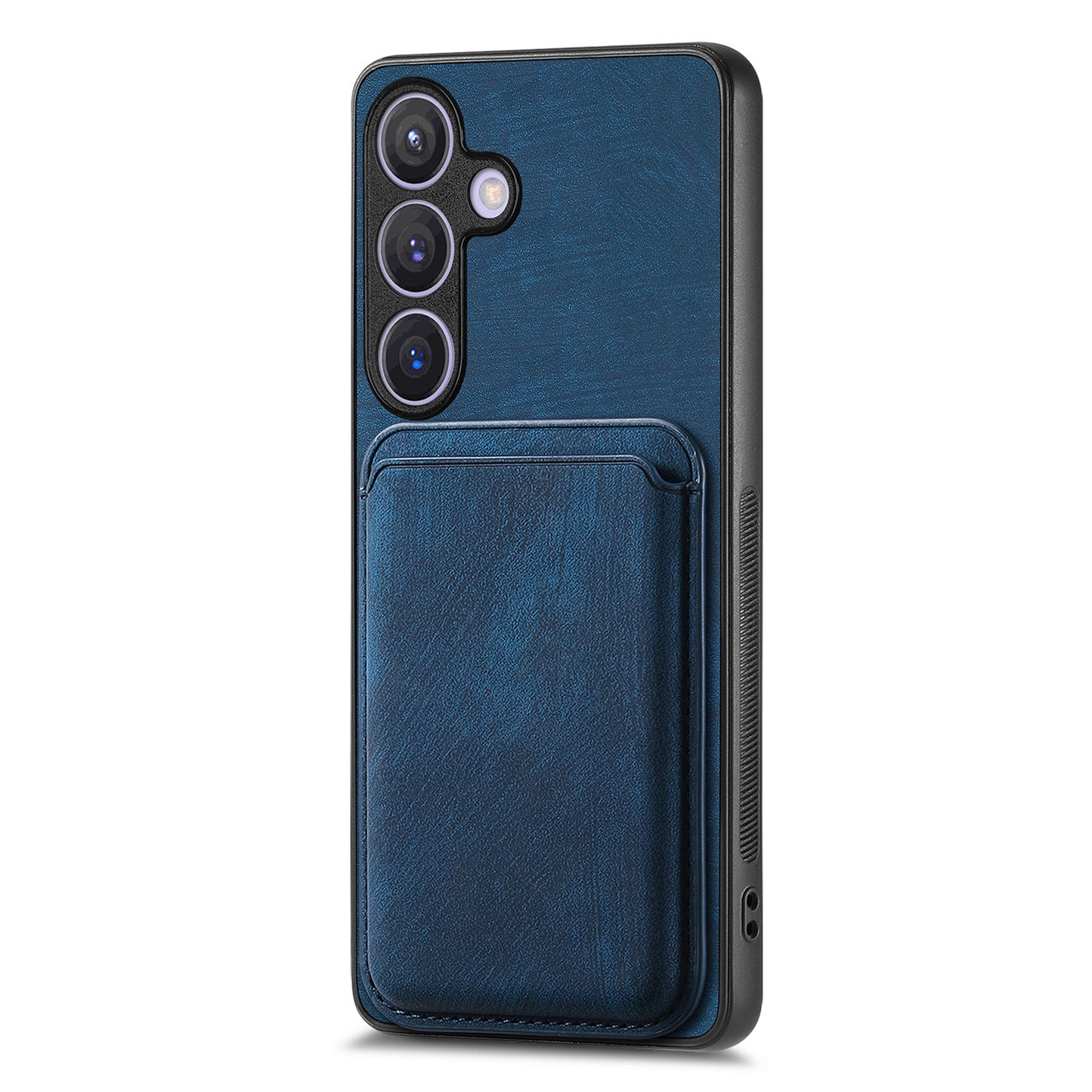 D12 For Samsung Galaxy S24 Bump Proof Phone Cover with Detachable Magnetic Card Case - Blue