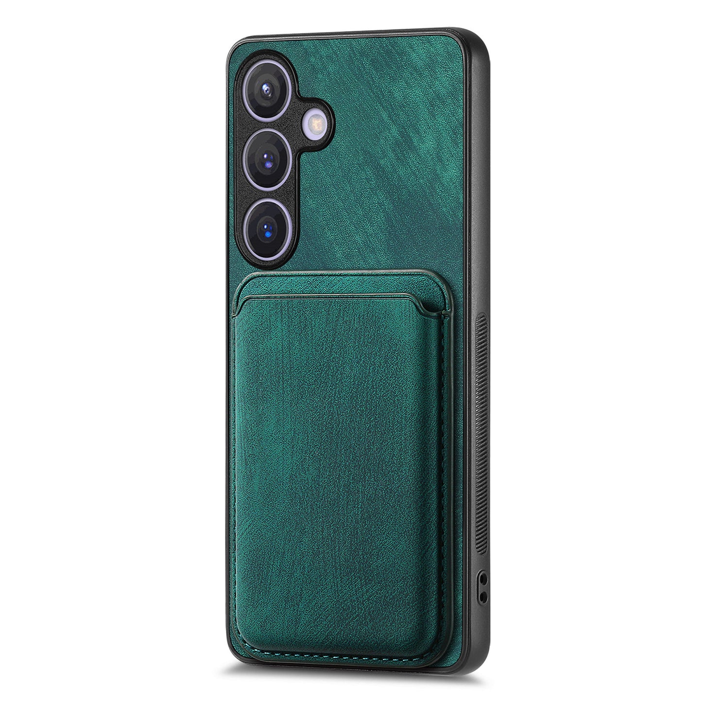 D12 For Samsung Galaxy S24 Bump Proof Phone Cover with Detachable Magnetic Card Case - Green