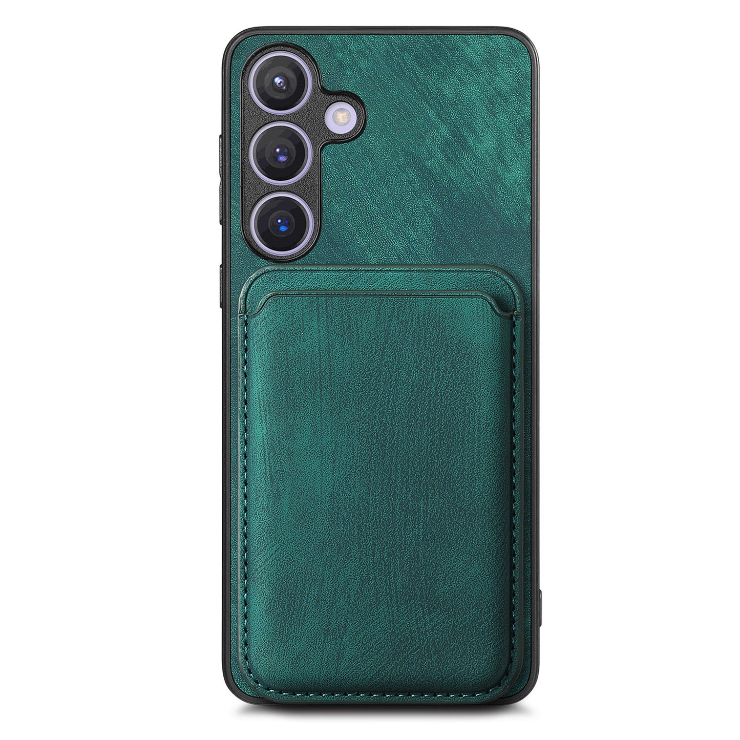 D12 For Samsung Galaxy S24 Bump Proof Phone Cover with Detachable Magnetic Card Case - Green