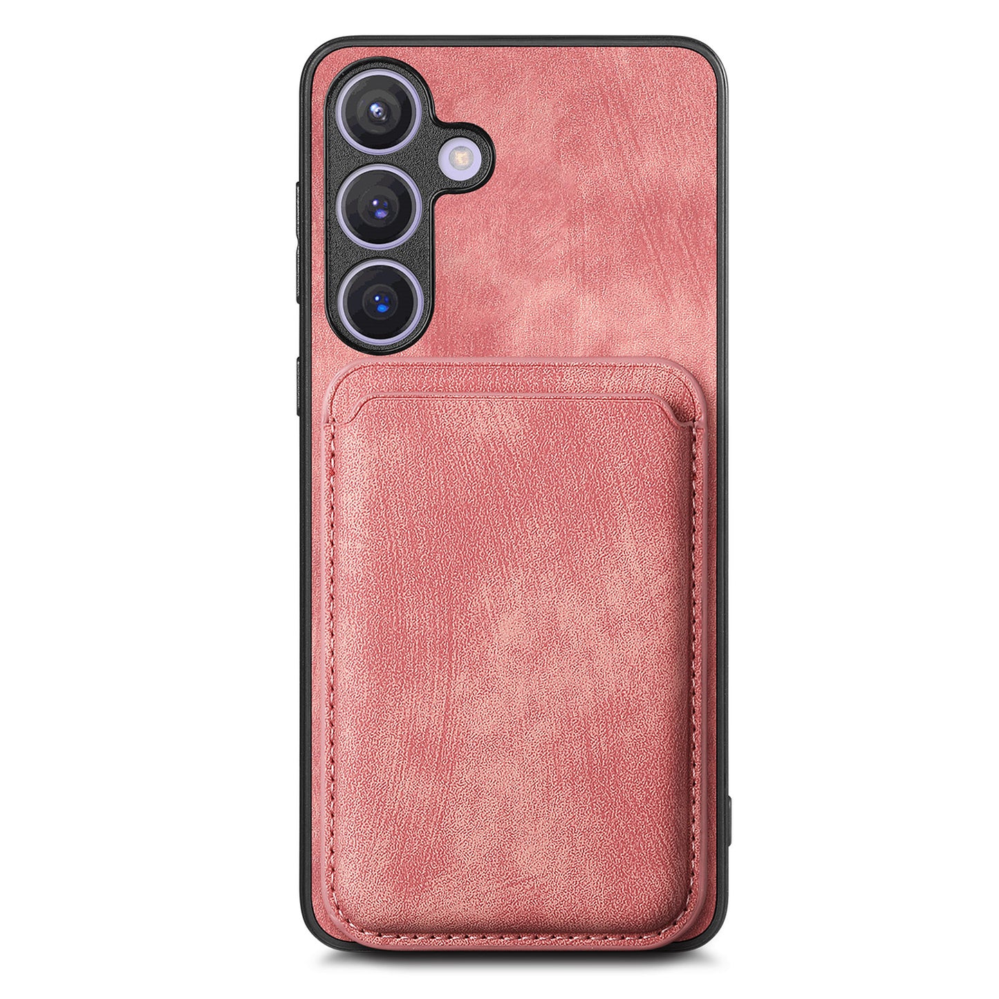 D12 For Samsung Galaxy S24 Bump Proof Phone Cover with Detachable Magnetic Card Case - Pink