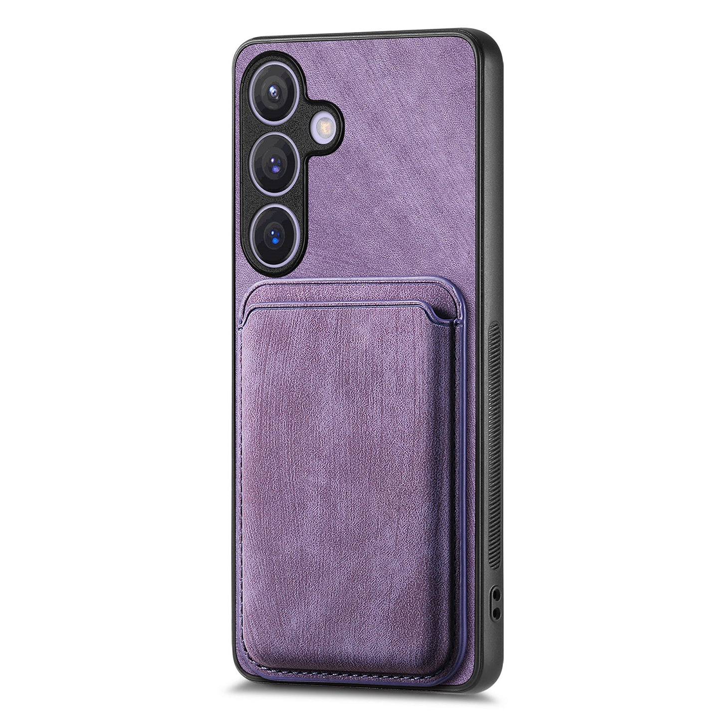 D12 For Samsung Galaxy S24 Bump Proof Phone Cover with Detachable Magnetic Card Case - Purple