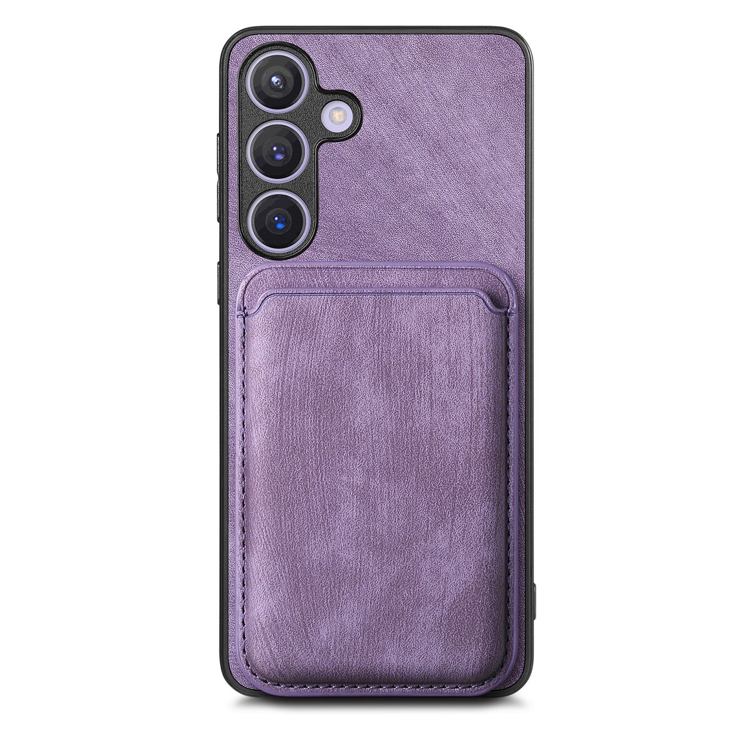 D12 For Samsung Galaxy S24 Bump Proof Phone Cover with Detachable Magnetic Card Case - Purple