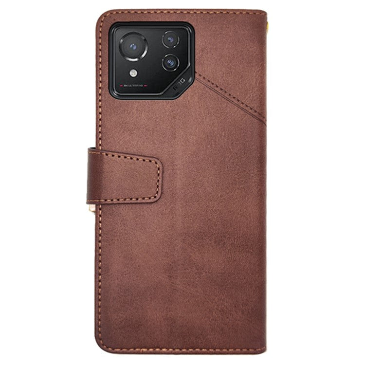 IDEWEI For Asus ROG Phone 8 5G / Phone 8 Pro 5G Leather Case Calf Texture Wallet Phone Cover - Brown