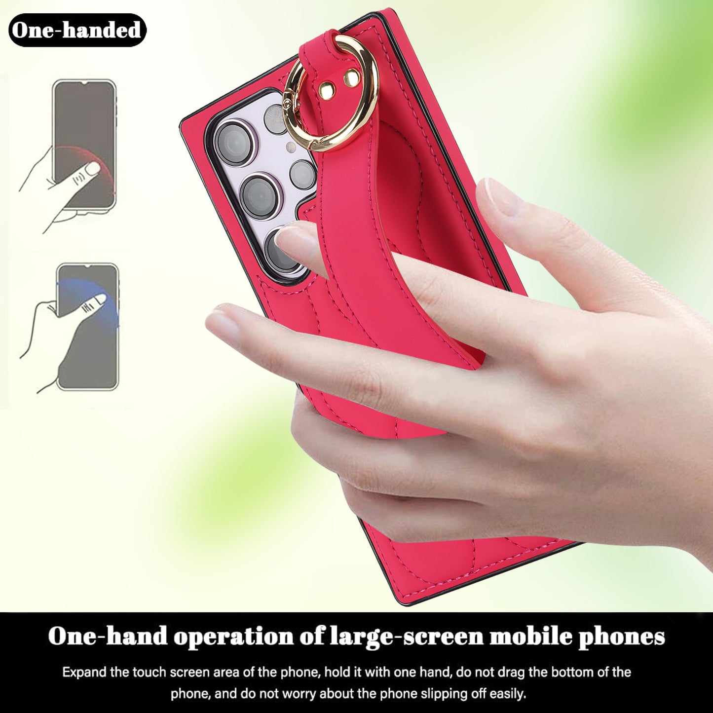 For Samsung Galaxy S24 Ultra Case Stylish Wave Pattern Leather+TPU Phone Cover with Kickstand - Rose