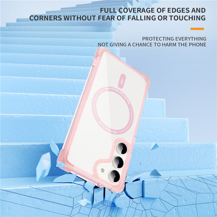 YSM Reinforced Corners Series for Samsung Galaxy S24 Magnetic Phone Case Anti-Scratch Clear - Transparent Pink
